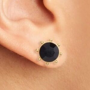 Kate Spade Flying Colors Bezel Stud Earrings Jet
